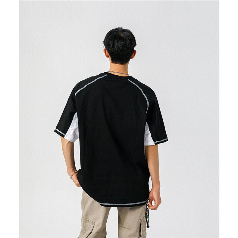袖子内侧拼网眼透气设计印花大码M-5XL短袖T恤男DX78023P50控78,男装T恤,星座226-1
