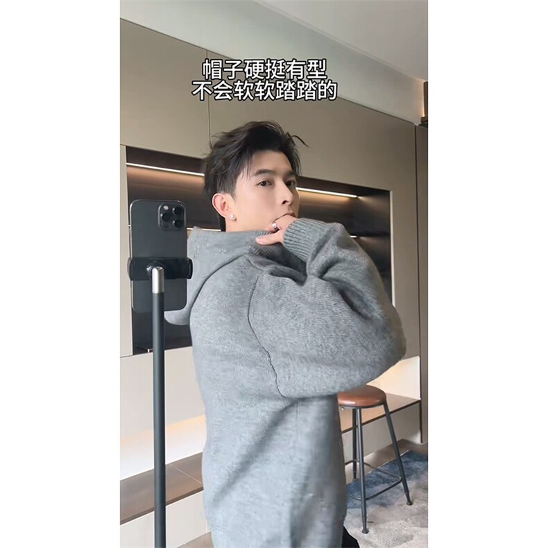 重磅秋冬装北极绒开衫毛衣美式复古休闲慵懒风针织衫加厚连帽外套,男装针织衫/毛衣,电商A486