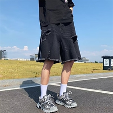 夏季薄款破洞牛仔短裤男高街ins潮牌宽松五分裤休闲裤K7203-P40，男装牛仔裤，星座512-4