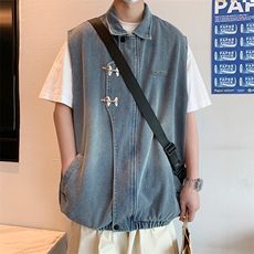 MJ150/P60高品质星空纹飞机扣新中式风牛仔马甲潮男无袖外套，女装短外套，电商基地A050