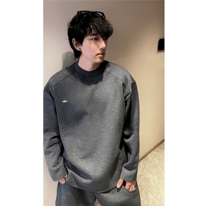 W2501-P49 2025灰色cleanfit小领口重磅廓形卫衣男秋季美式复古图片
