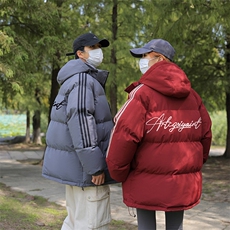 冬季拼三条杠男女情侣面包服羽绒棉宽松连帽棉衣C408M1258P100，男装棉衣，电商C408(原B339-1)