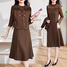 现货-新品】小西装外套+连衣裙2024年春装新款女士洋气两件套，女装套装/套裙，仁梯