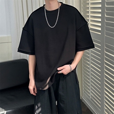 现货-夏季新品立体个性T恤男重磅潮流纯色圆领短袖-AT2428-P48，男装T恤，电商A351