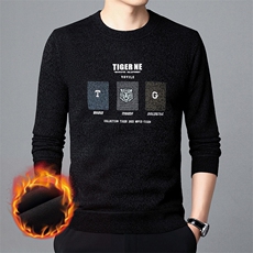 秋冬季大码加绒加厚时尚套头衫天鹅绒韩版休闲上衣KF8816P39，男装针织衫/毛衣，星座306A