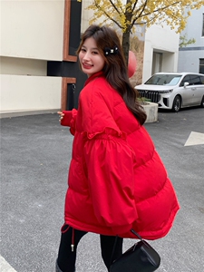 花边拼接白鸭绒棒球羽绒服女2025冬装保暖外套小个子跨年圣诞好看图片