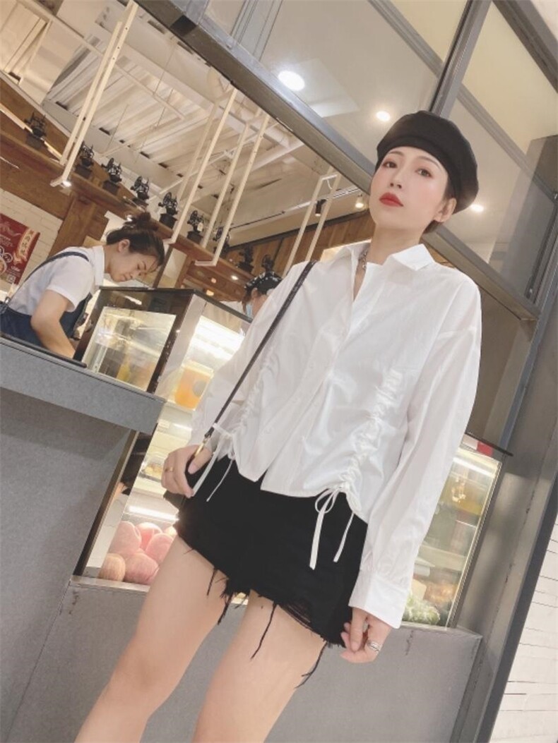 现货春款新款抽绳衬衫，女装衬衫，悠奈尔