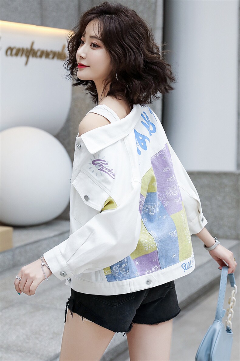 美式中袖爆款牛仔外套女2025春秋季新款韩版简约宽松时尚夹克上衣,女装牛仔外套,纯色衣恋