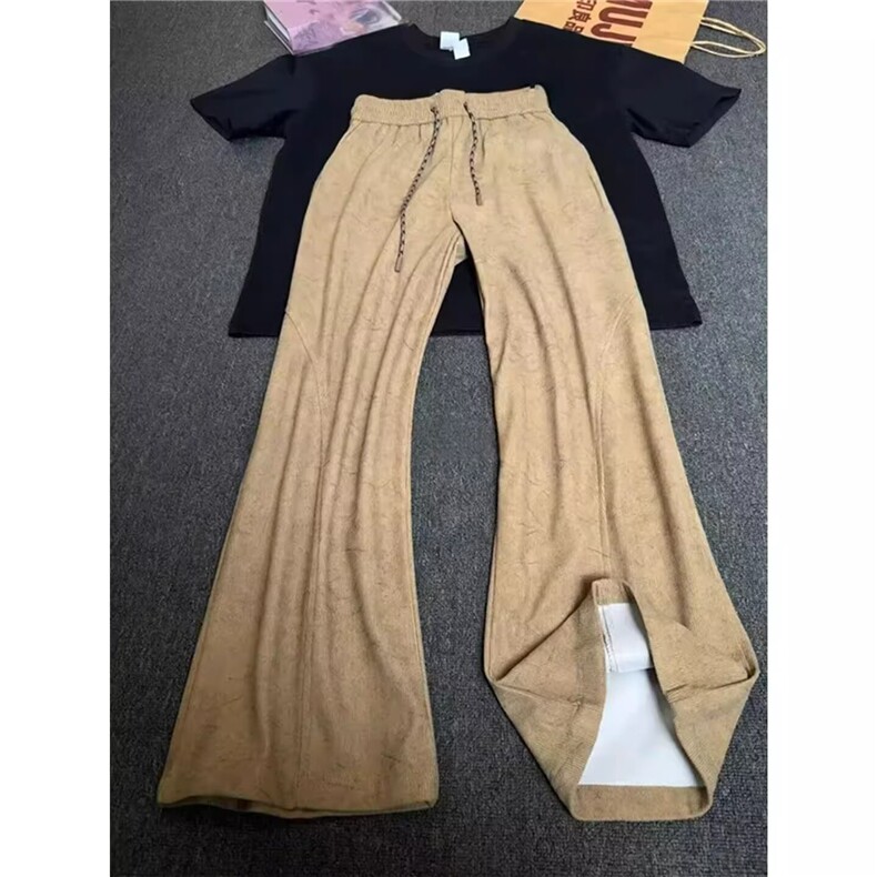 美式斜切棕色vintage裤子男款秋季复古暗纹美拉德卫裤直筒运动裤,女装休闲裤,星座1210-1