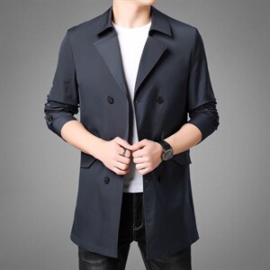 2023秋季新款男装中青年男士商务休闲外套长袖风衣男薄款翻领上衣,男装风衣,电商B212（原钱塘6029）