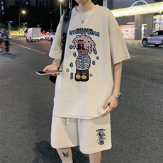 ！2024夏季新款男士华夫格短袖T恤套装学生半袖一套HTZ08P50，男装T恤，电商B220