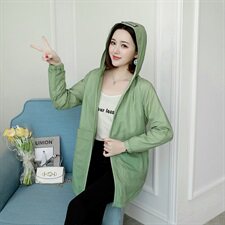 2021夏季韩版新款防晒衣女防紫外线薄款连帽外套女中长款防晒服，女装短外套，依恋蒂丝