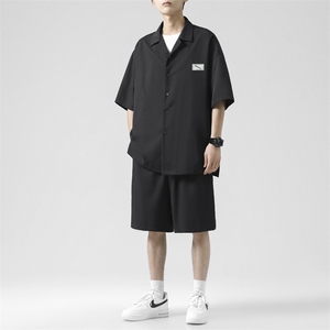 夏季休闲套装薄款宽松凉感半袖衬衣高级感男装一套TZ005-特批-60图片