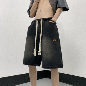 裤子2023新款夏装休闲短裤男港风休闲裤宽松直筒N05533-P40图片