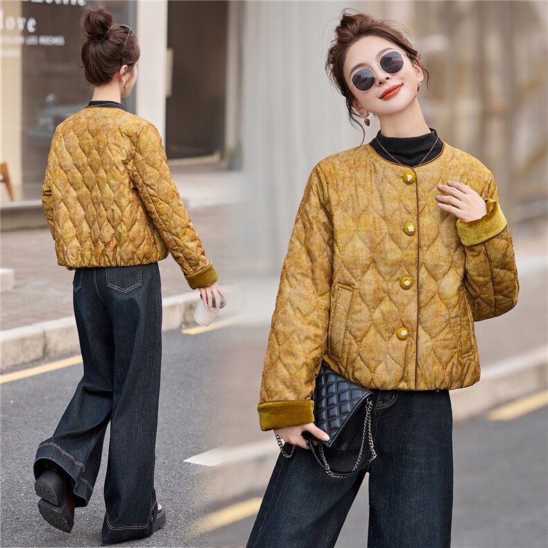 现货新中式棉服夹棉外套女2025新款冬季洋气棉袄年轻款短款棉衣,女装棉衣/棉服,仟媚宠