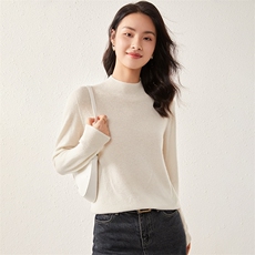 2024秋季新款半高领长袖复古休闲，女装羊毛衫，雪真羊绒高端店