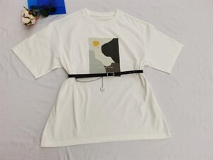 色块印花腰带T图片