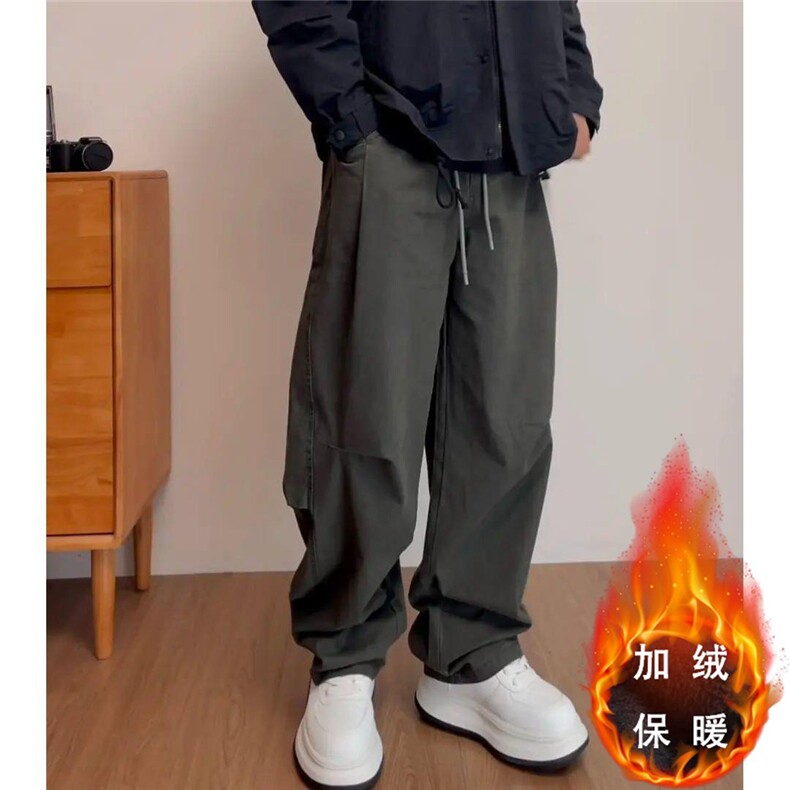 美式潮牌褶皱弯刀工装裤男春秋季复古街头宽松阔腿拖地长裤潮,男装工装外套,星座506A