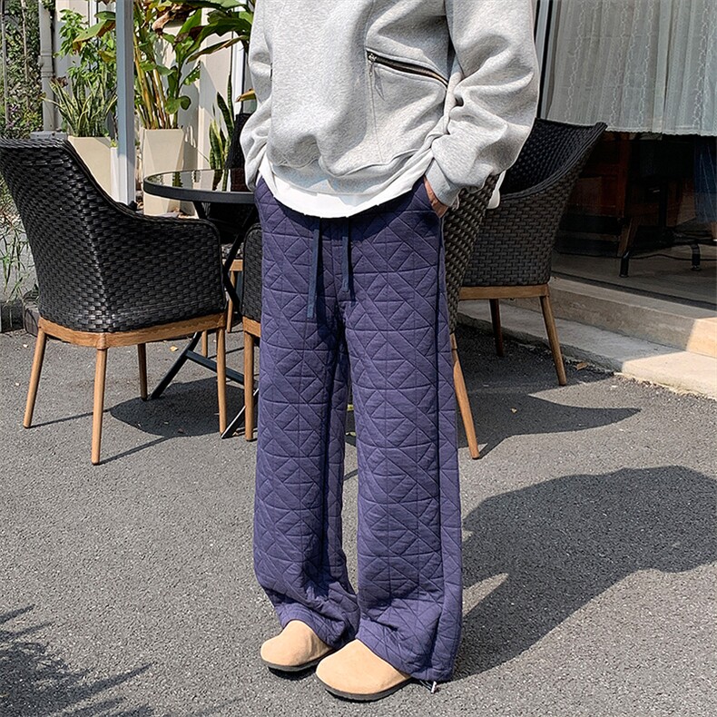 02秋冬新款小方格夹棉棉裤宽松直筒休闲裤XZ211-1-K2468-P75控98,男装休闲裤,星座211-1