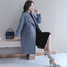毛呢外套2021年秋季潮流简约纯色长袖POLO领个性显瘦修身百搭，女装毛呢外套，瑶迪依秀