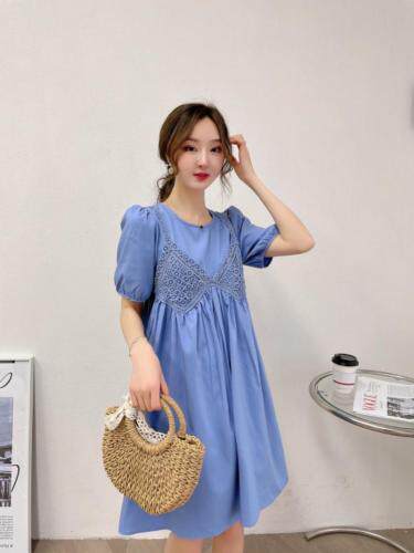 现货：夏季新款假两件连衣裙，女装连衣裙，花之妖影