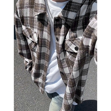 重磅360g毛呢格子男休闲大码口袋衬衫J5283特P40J5283J加绒特P48，男装衬衫，电商A001