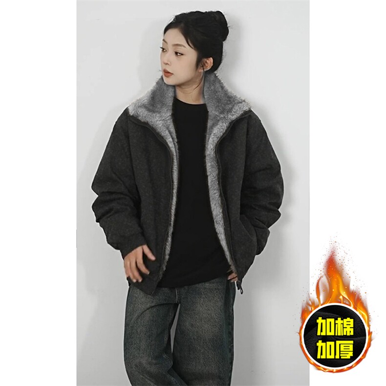 现货高品质美式高街重磅座山雕毛毛立领pu麂皮棉衣男女加厚外套冬，男装棉衣，电商A443