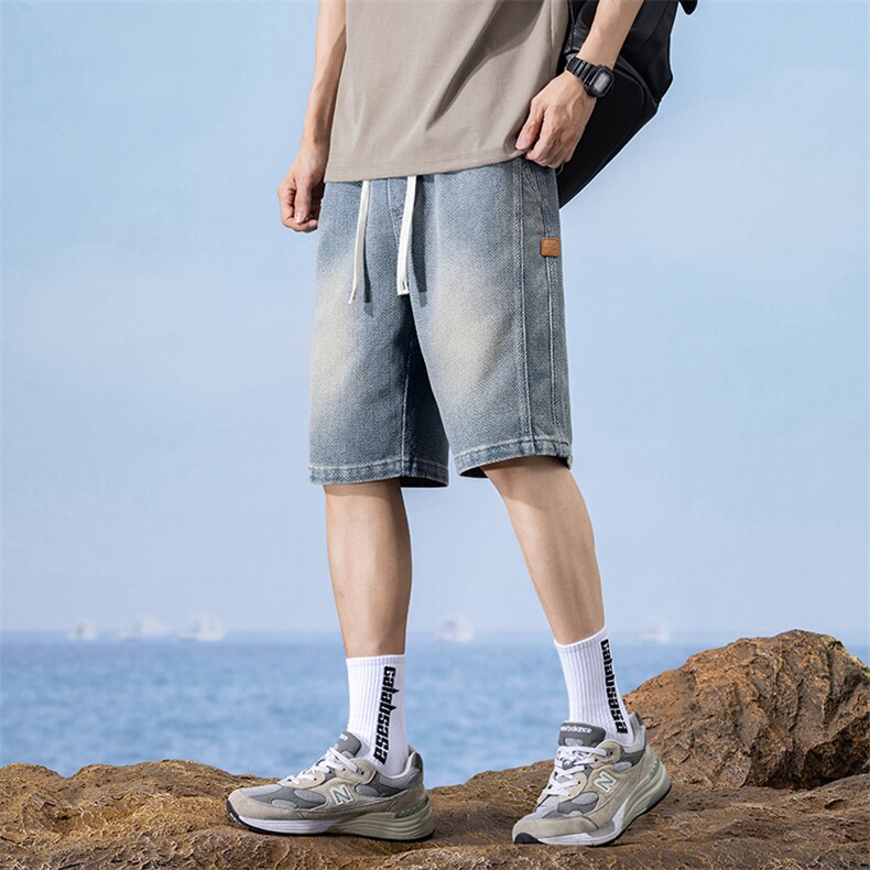 星空纹牛仔短裤男女夏季薄款潮牌直筒宽松五分裤子,男装牛仔裤,星座223-3（原星座201-3）