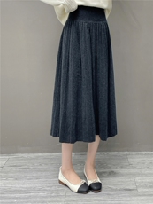 HE|轻奢ji简baby山羊绒针织半身裙女宽松高腰护宫百搭百褶裙，女装半身裙，织绒羊