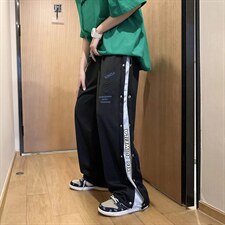 新款美式vibe风裤子高街ins潮直筒卫裤男排扣坠感慵懒裤K2193-P38图片