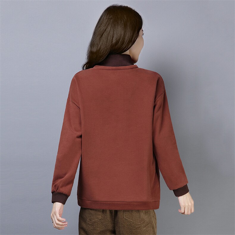 2021年冬季新款韩版加绒加厚半高领卫衣女宽松显瘦上衣服百搭,女装卫衣/绒衫,简韵佳