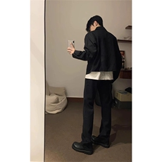 网图有货黑色垫肩行政夹克外套男J707-常规款P50J708垫肩款P55，男装夹克，星座1505