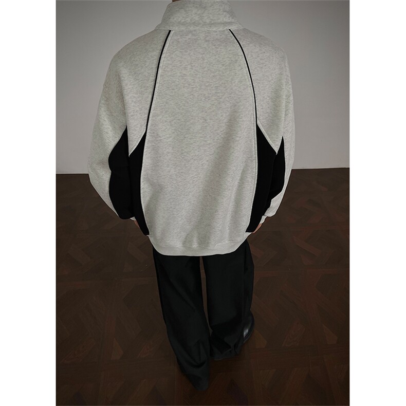 WY2027-P60控98400克秋季立领拼接套头卫衣男潮牌宽松外套,男装卫衣,电商A058-1（原电商C417）