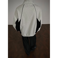WY2027-P60控98400克秋季立领拼接套头卫衣男潮牌宽松外套，男装卫衣，电商A058-1（原电商C417）