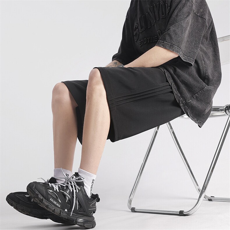 24夏季新款冰丝凉感侧边拉条短裤宽松M~4XLXZ604-DK204-P35控48,男装牛仔裤,星座604