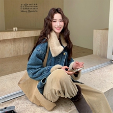 有货设计感加绒加厚牛仔外套2C090-8970-P195-K298，女装短外套，2C090