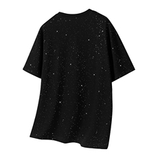 抖音得物高品质二开230克美式高街宽松纯棉满天星亮片短袖T恤P17，男装T恤，电商A486-1