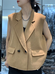 2022新款羊毛双面呢西装领马甲,女装西装,L·H·X