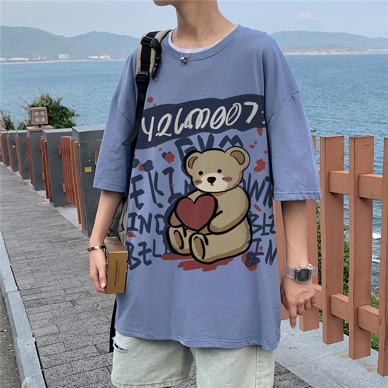 1图案已注册 港风休闲情侣潮大码风短袖T恤男DT761F30控45图片
