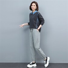 长期现货，拼接假两件卫衣女百搭新款女装套装，女装套装/套裙，涵誉
