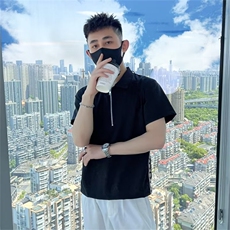 带拉链男士衬衫短袖冰丝T恤休闲痞帅夏季男装上衣半袖衬衣T225，男装T恤，星座1116A-2（原606A-1）