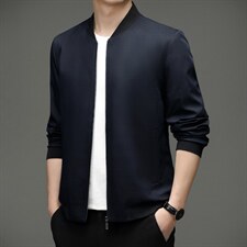 男士夹克外套2023秋季商务宽松上衣中年休闲时尚棒球领男装，男装夹克，电商B212（原钱塘6029）