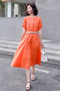 简约时尚潮流连衣裙长袖2021年春季中长款个性优雅图片