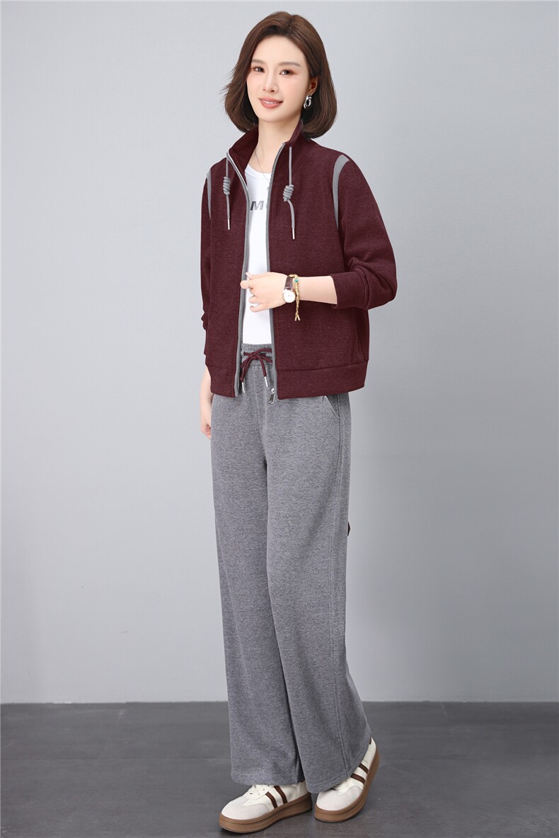 2025新款妈妈秋装休闲春秋季洋气运动服套装中老年女装外套两件套,女装套装/套裙,涵誉