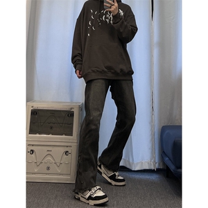 美式hiphop纯色修身直筒牛仔裤 控价68图片