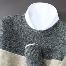 2025年秋季长袖圆领商务绅士时尚白色休闲，男装羊绒套衫，蒙亿羊绒