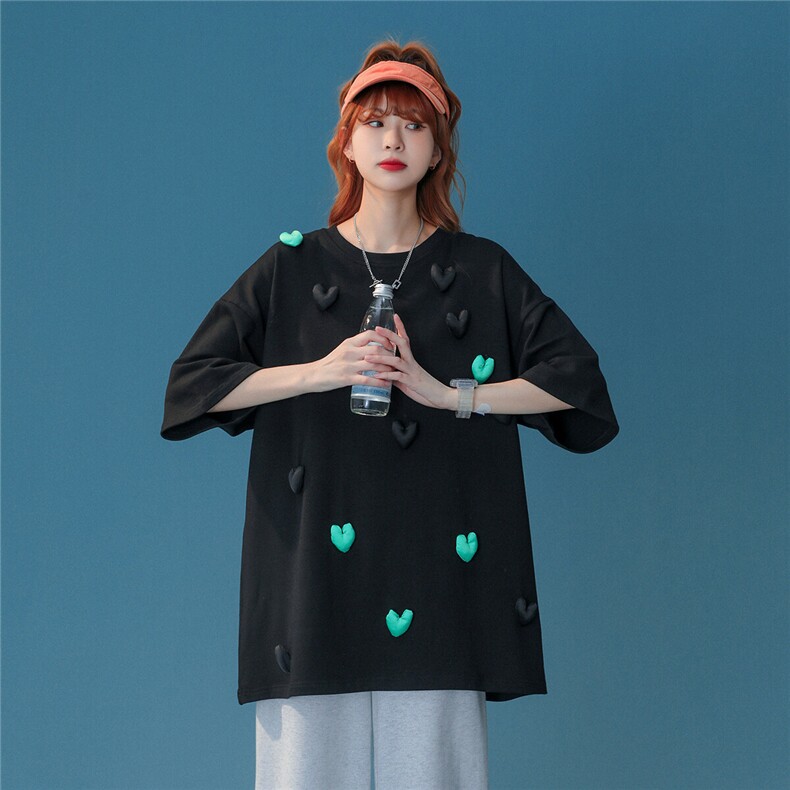 1中性风大码M-5XL情侣潮网红小爱心圆领短袖T恤男DT7742P55控78，男装T恤，星座226-2