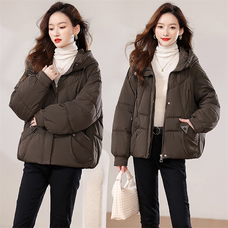 2024冬季新款时尚气质优雅宽松舒适保暖中短款棉衣，女装棉衣/棉服，香香