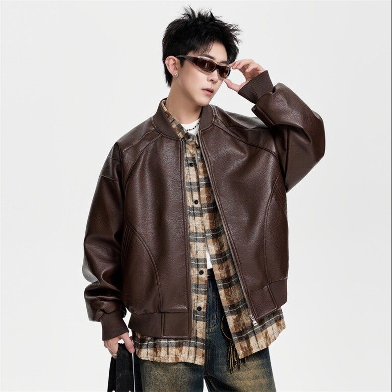 机动皮夹克潮牌立领防水皮夹克男士休闲外套A406JK5619P88,男装夹克,星座309（原A406）