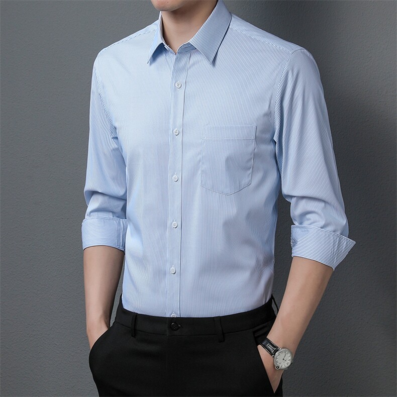 DN92219男式2023年春季新款长袖衬衫男装商务时尚休闲衬衣P60,男装衬衫,电商B360